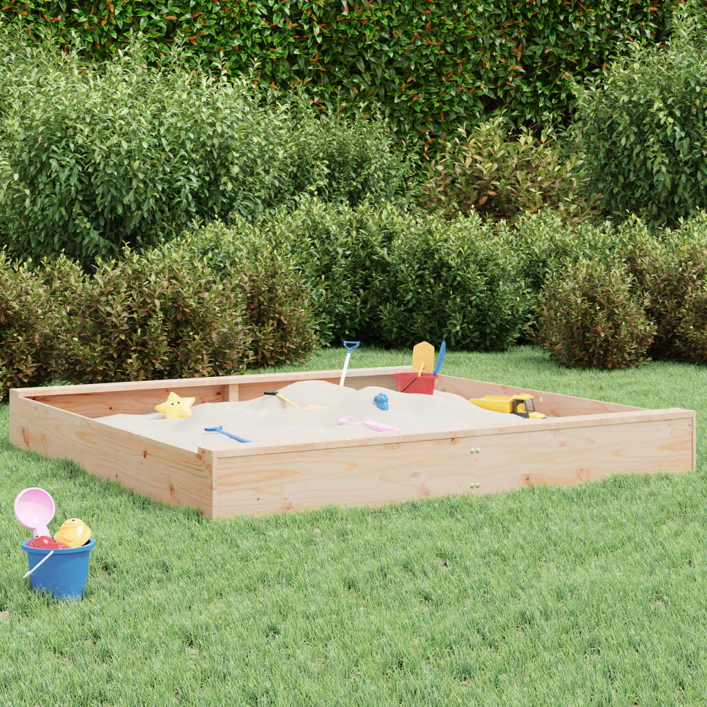Sandkasten Mit Sitzen Quadratisch Massivholz Kiefer