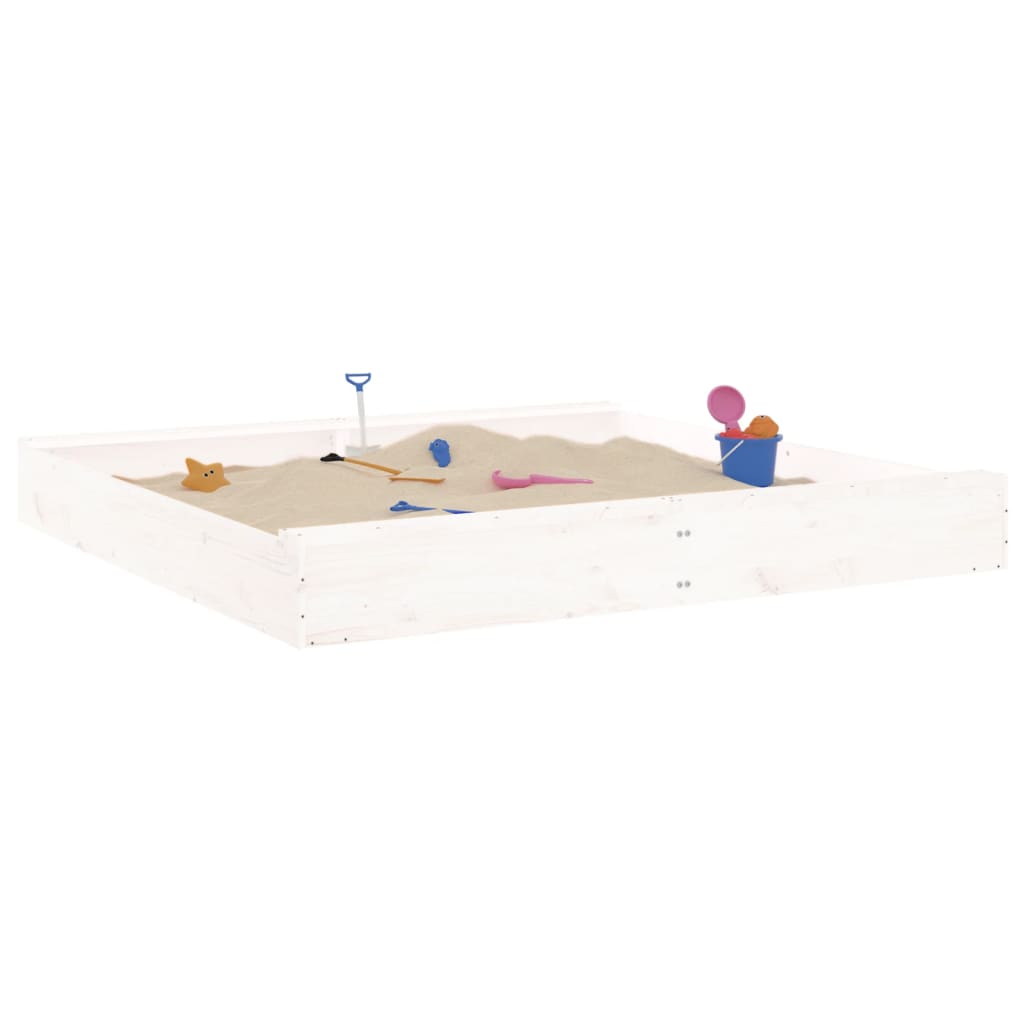 Sandkasten Mit Sitzen Weiß Quadratisch Massivholz Kiefer