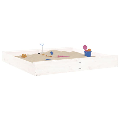 Sandkasten Mit Sitzen Weiß Quadratisch Massivholz Kiefer