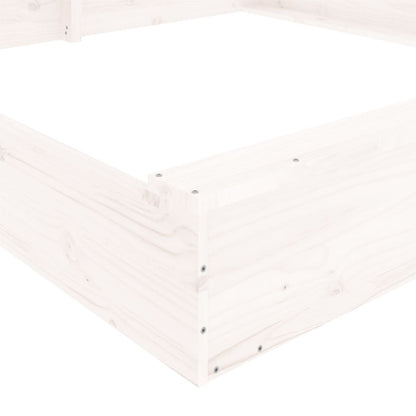 Sandkasten Mit Sitzen Weiß Quadratisch Massivholz Kiefer