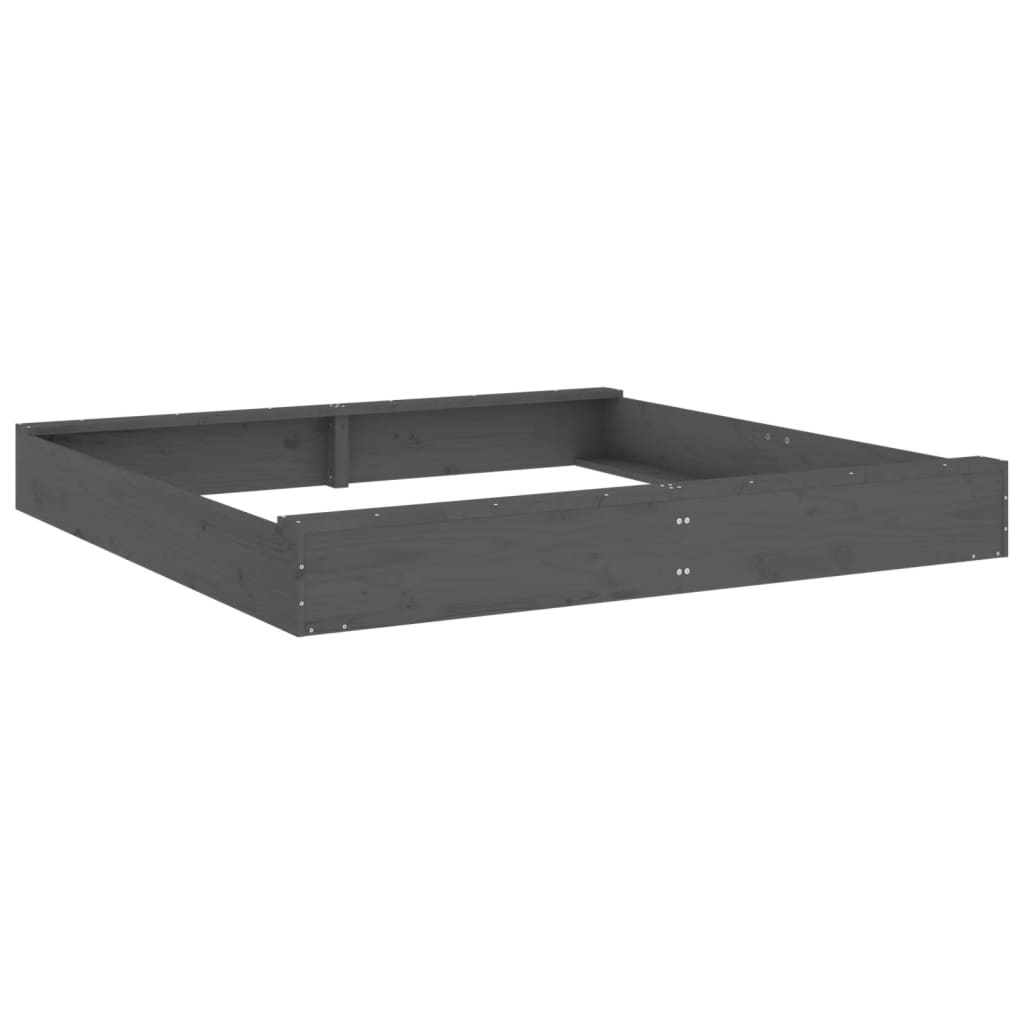 Sandkasten Mit Sitzen Grau Quadratisch Massivholz Kiefer