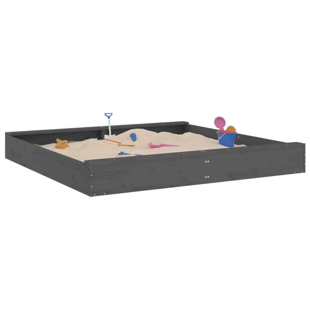Sandkasten Mit Sitzen Grau Quadratisch Massivholz Kiefer