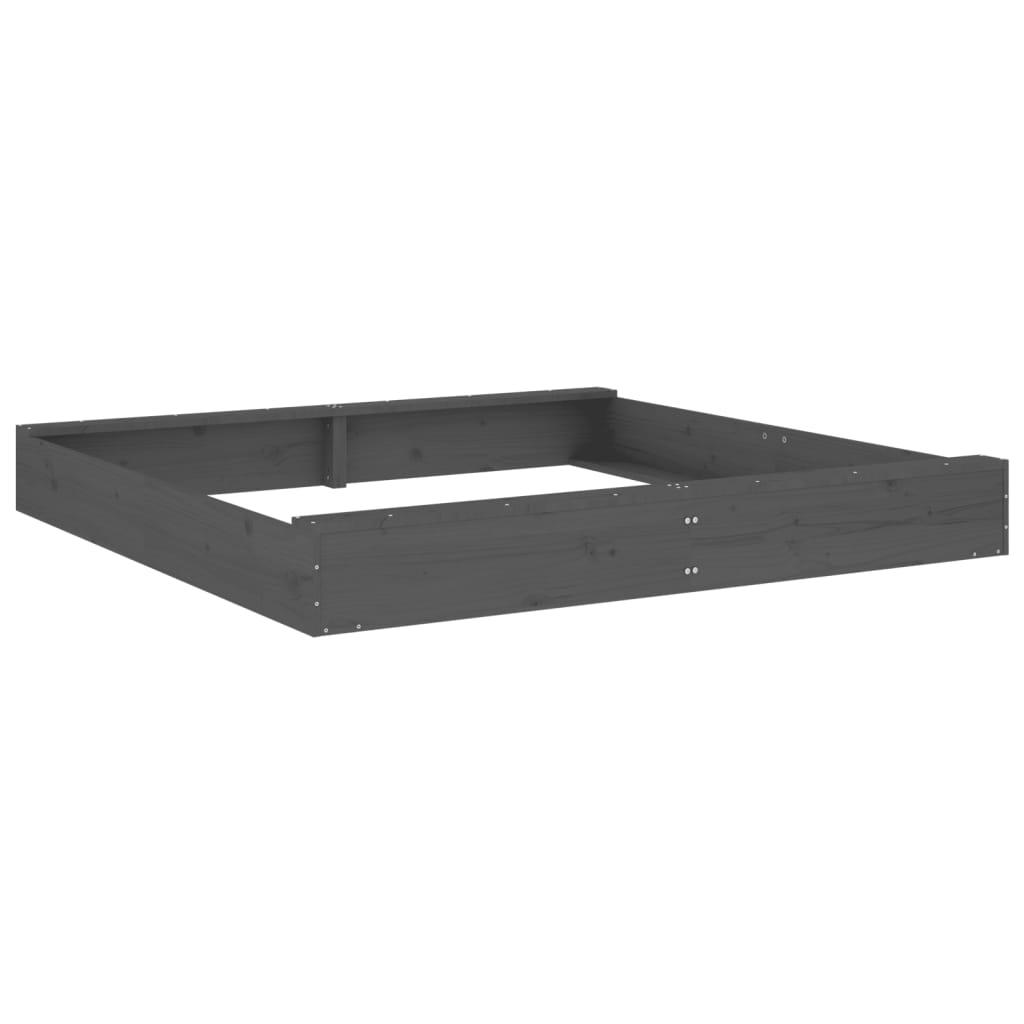 Sandkasten Mit Sitzen Grau Quadratisch Massivholz Kiefer