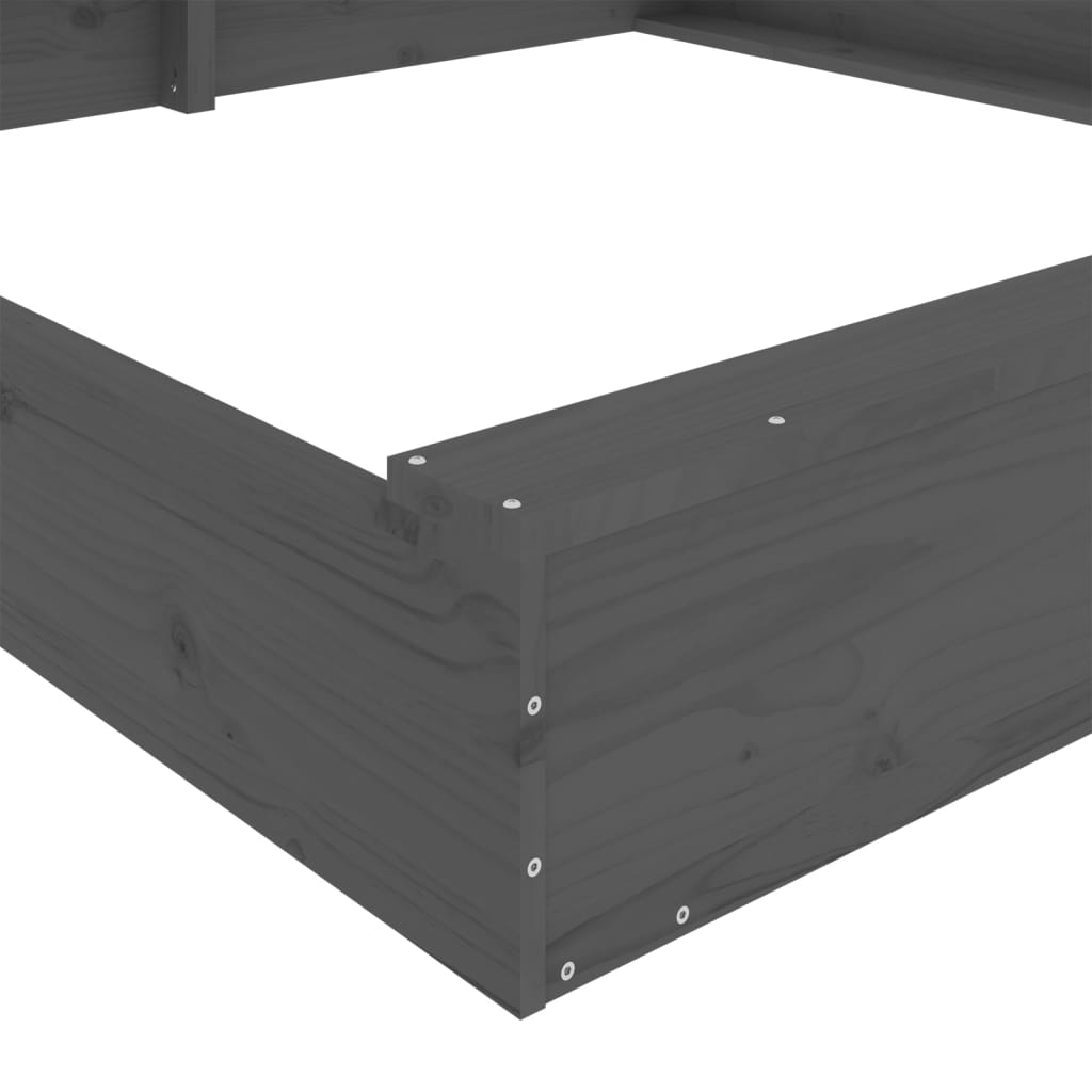 Sandkasten Mit Sitzen Grau Quadratisch Massivholz Kiefer