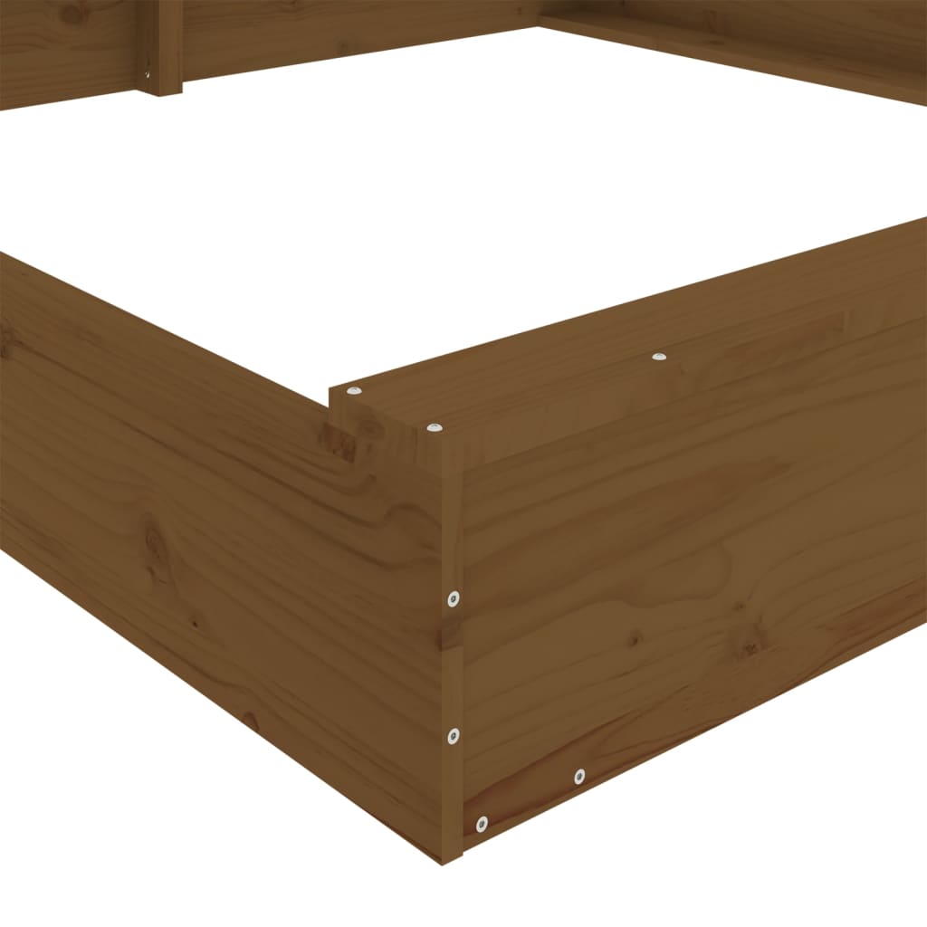 Sandkasten Mit Sitzen Honigbraun Quadratisch Massivholz Kiefer