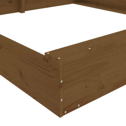 Sandkasten Mit Sitzen Honigbraun Quadratisch Massivholz Kiefer