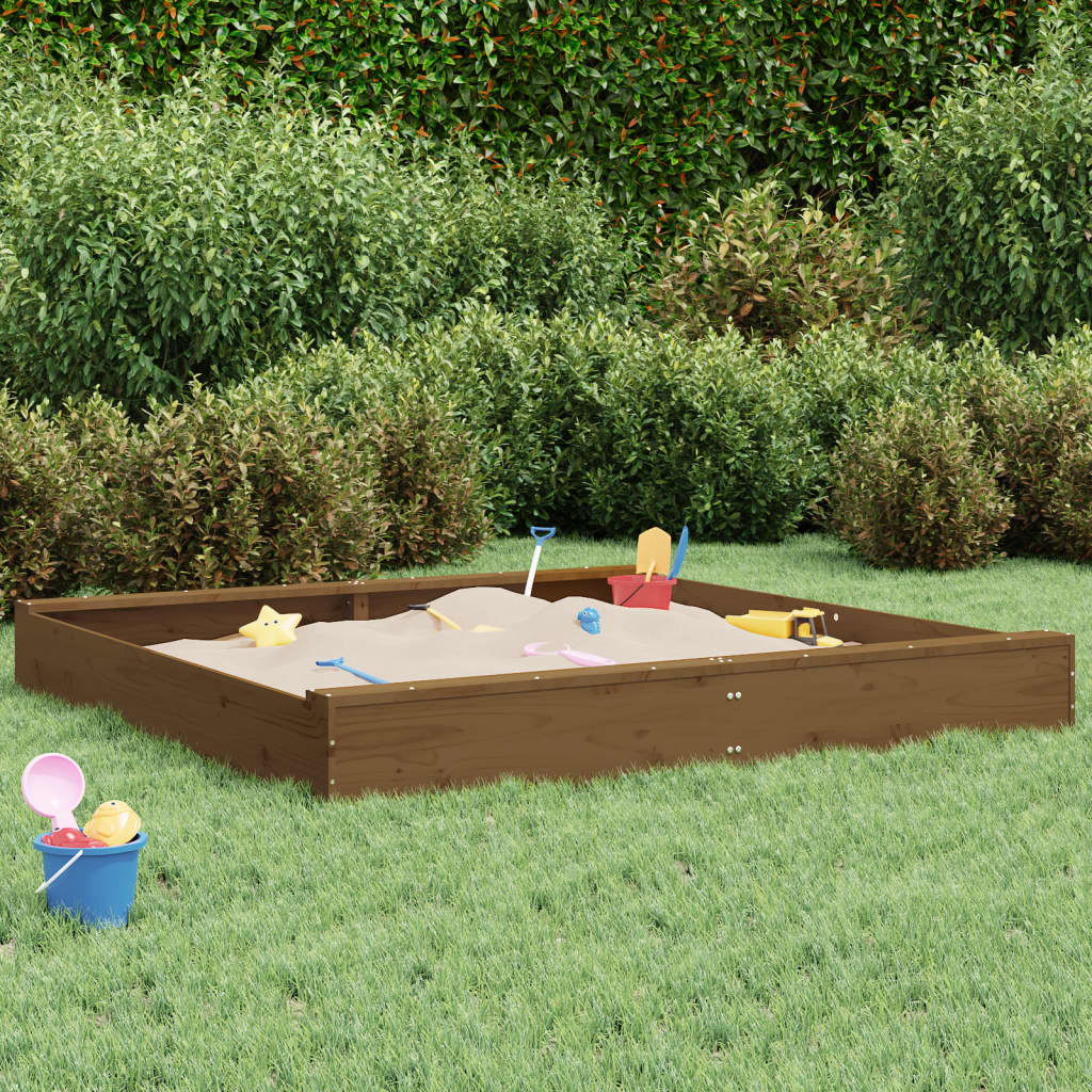 Sandkasten Mit Sitzen Honigbraun Quadratisch Massivholz Kiefer