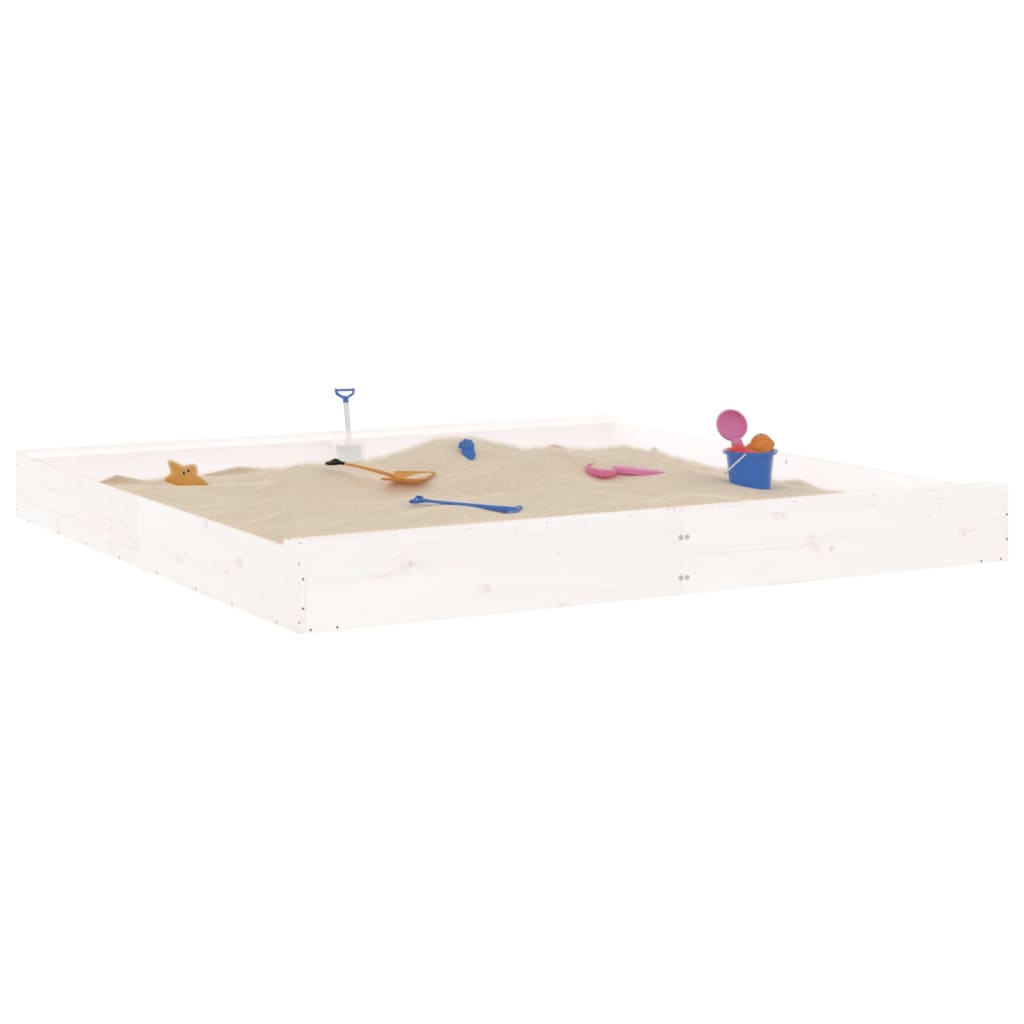 Sandkasten Mit Sitzen Weiß Quadratisch Massivholz Kiefer