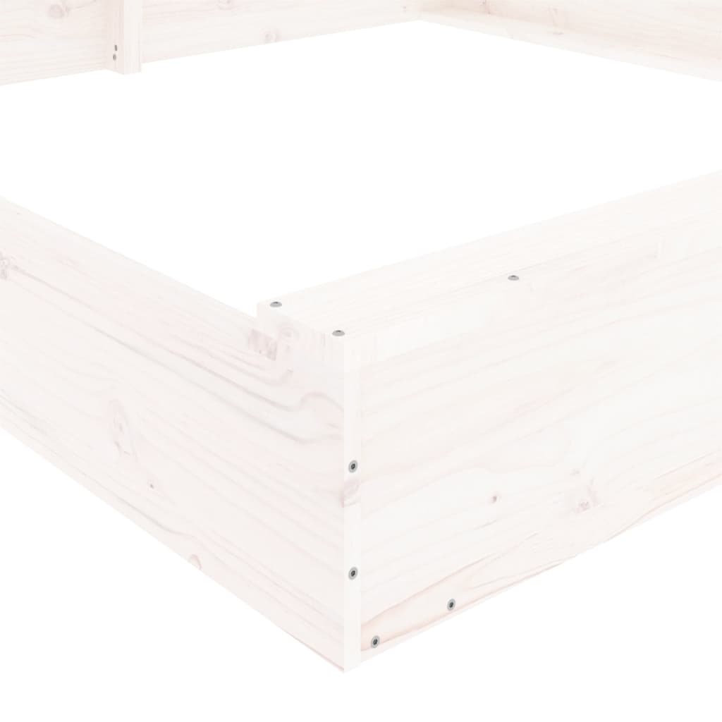 Sandkasten Mit Sitzen Weiß Quadratisch Massivholz Kiefer
