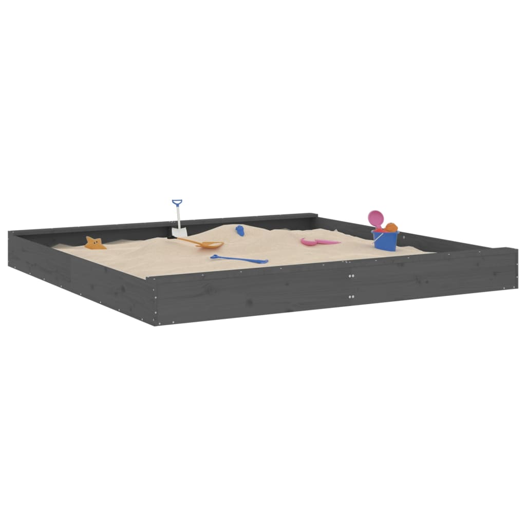 Sandkasten Mit Sitzen Grau Quadratisch Massivholz Kiefer