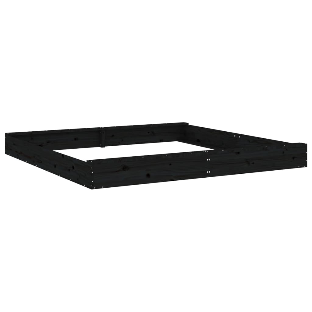 Sandkasten Mit Sitzen Schwarz Quadratisch Massivholz Kiefer