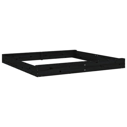 Sandkasten Mit Sitzen Schwarz Quadratisch Massivholz Kiefer