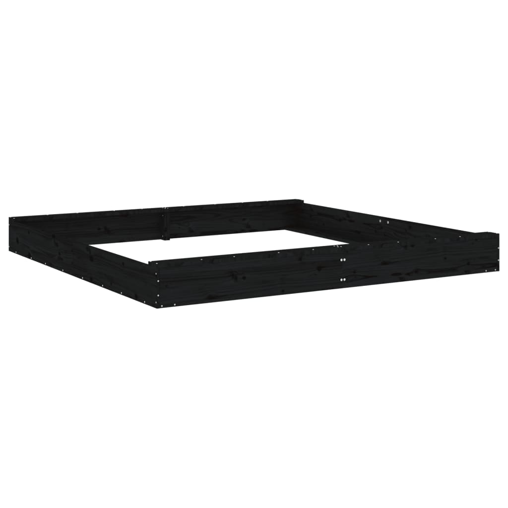 Sandkasten Mit Sitzen Schwarz Quadratisch Massivholz Kiefer