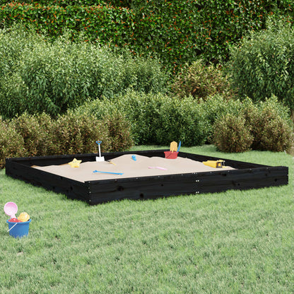 Sandkasten Mit Sitzen Schwarz Quadratisch Massivholz Kiefer