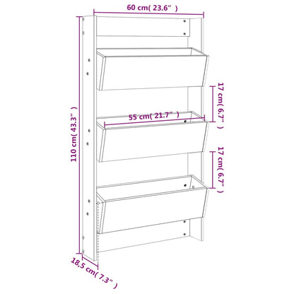 Wand-Pflanzkübel 3 Fächer 60X18,5X110 Cm Massivholz Douglasie
