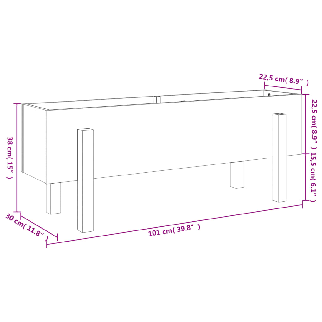 Hochbeet 101X30X38 Cm Massivholz Douglasie