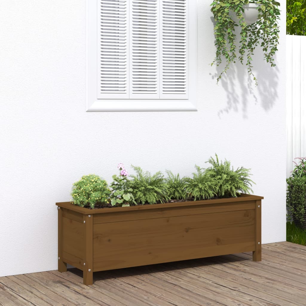 Hochbeet Honigbraun 119,5X40X39 Cm Massivholz Kiefer