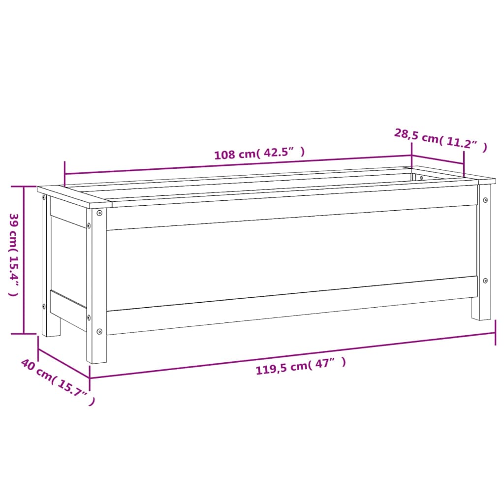Hochbeet 119,5X40X39 Cm Massivholz Douglasie