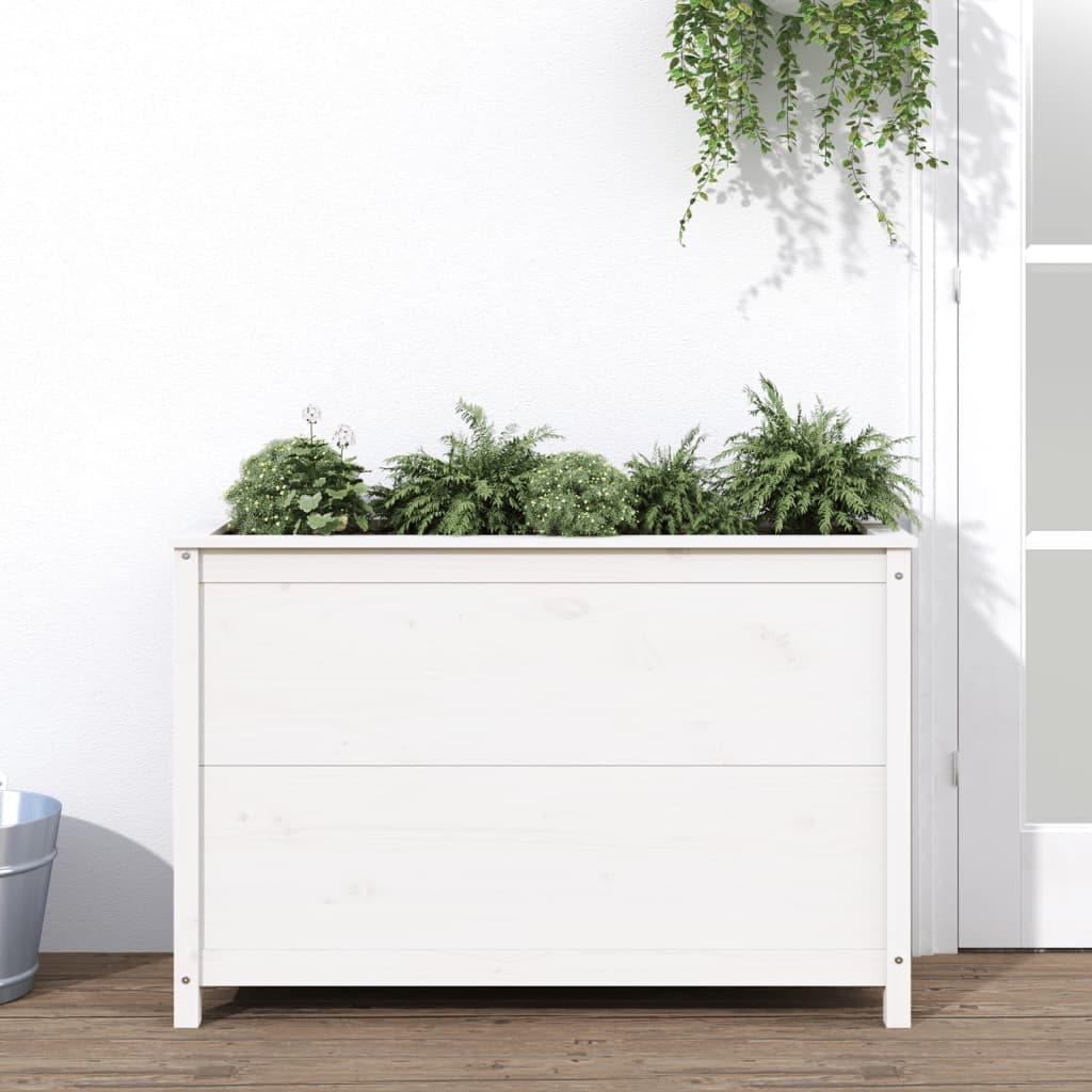 Hochbeet Weiß 119,5X40X78 Cm Massivholz Kiefer