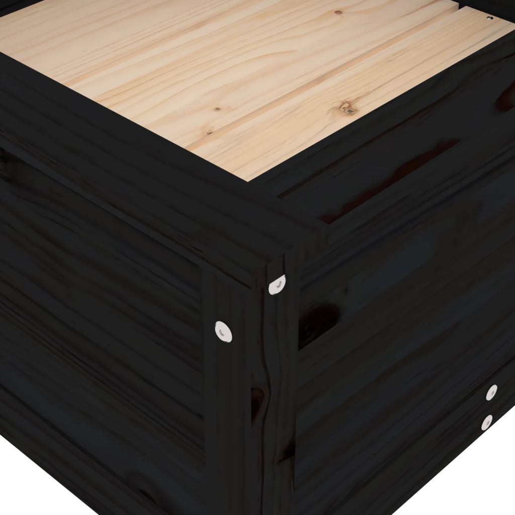Pflanzkübel Schwarz 82,5X82,5X39 Cm Massivholz Kiefer