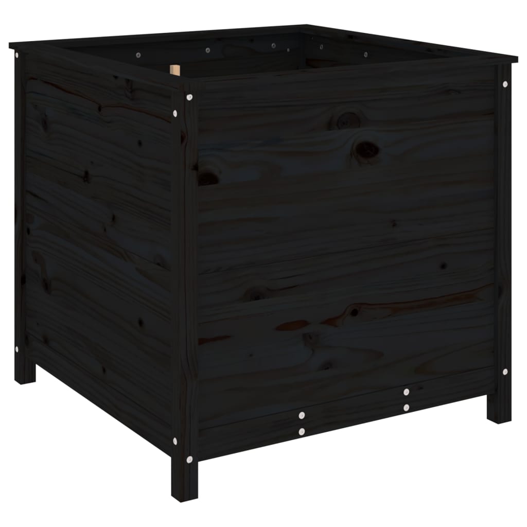 Pflanzkübel Schwarz 82,5X82,5X78 Cm Massivholz Kiefer