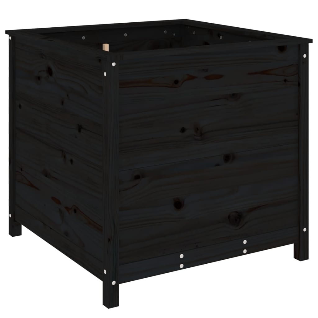 Pflanzkübel Schwarz 82,5X82,5X78 Cm Massivholz Kiefer