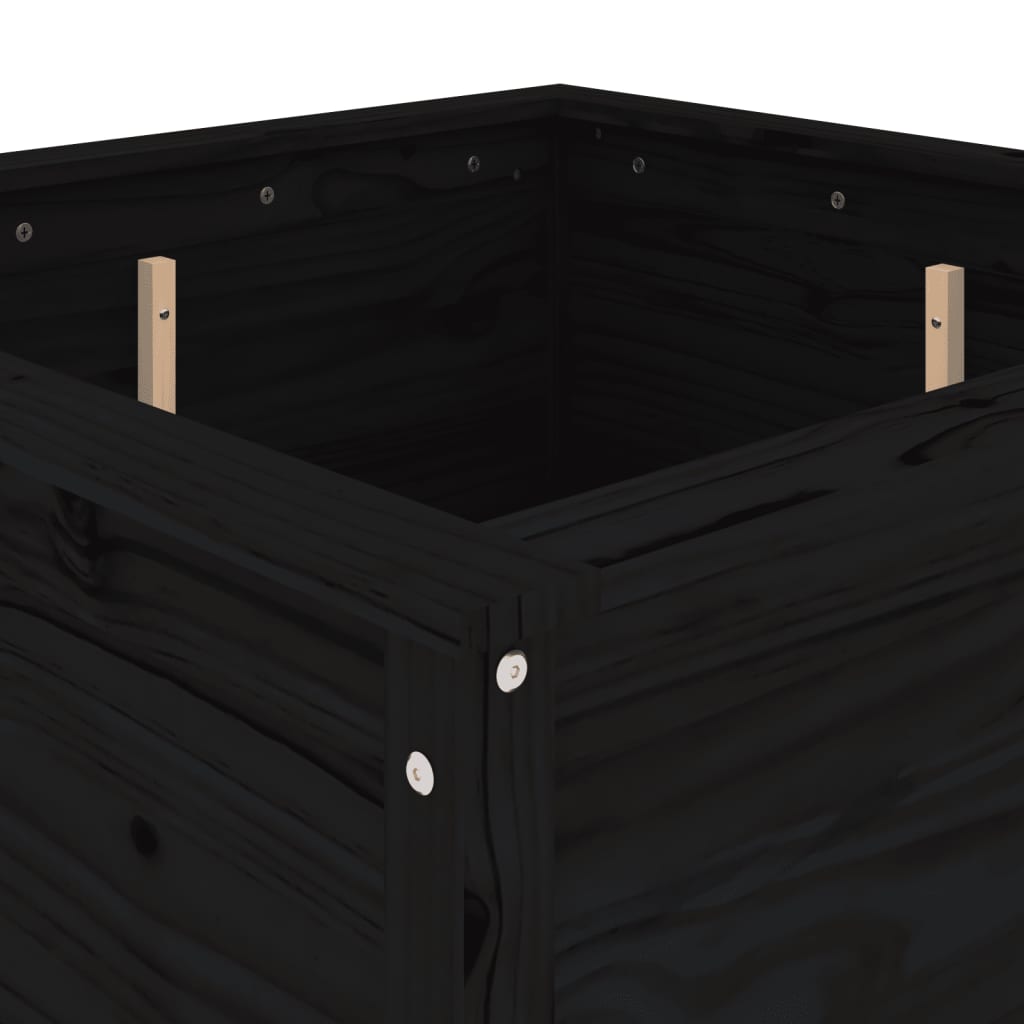 Pflanzkübel Schwarz 82,5X82,5X78 Cm Massivholz Kiefer