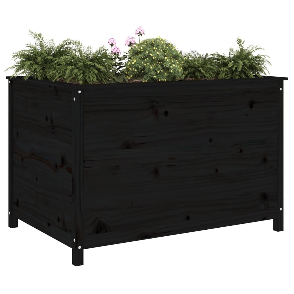 Hochbeet Schwarz 119,5X82,5X78 Cm Massivholz Kiefer