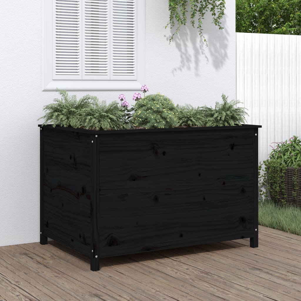 Hochbeet Schwarz 119,5X82,5X78 Cm Massivholz Kiefer