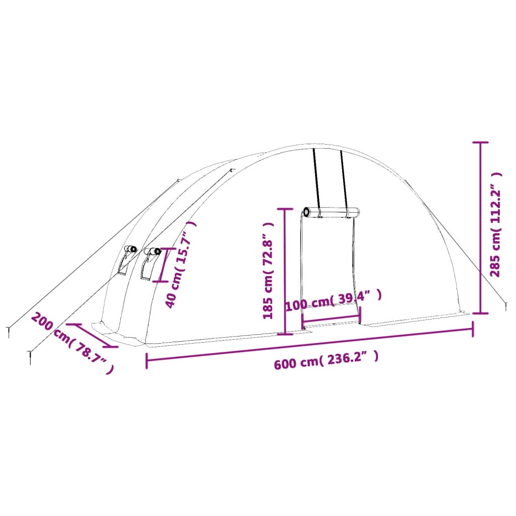 Gewächshaus Mit Stahlrahmen 12 M² 6X2X2,85 M