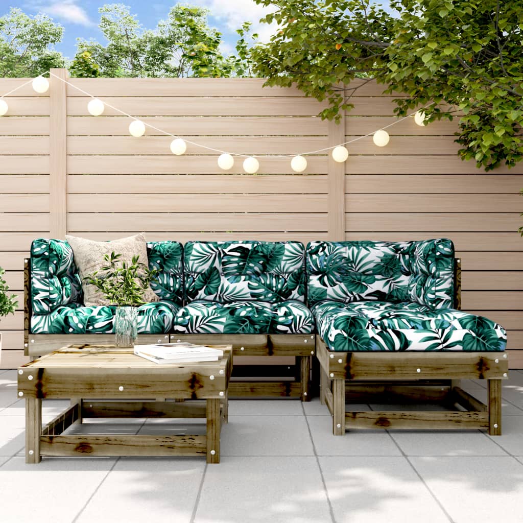 5-Tlg. Garten-Lounge-Set Mit Kissen Massivholz