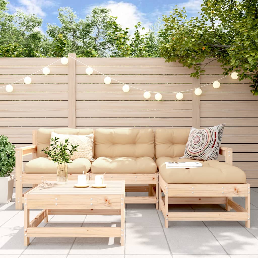 5-Tlg. Garten-Lounge-Set Mit Kissen Imprägniertes Kiefernholz