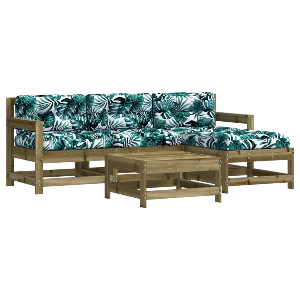 5-Tlg. Garten-Lounge-Set Mit Kissen Imprägniertes Kiefernholz