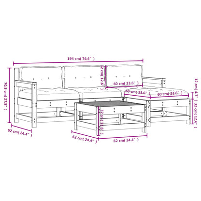 5-Tlg. Garten-Lounge-Set Mit Kissen Imprägniertes Kiefernholz