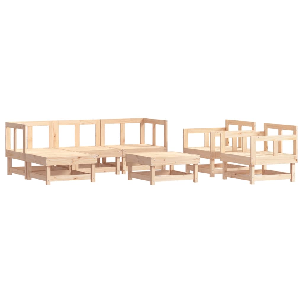 7-Tlg. Garten-Lounge-Set Mit Kissen Massivholz