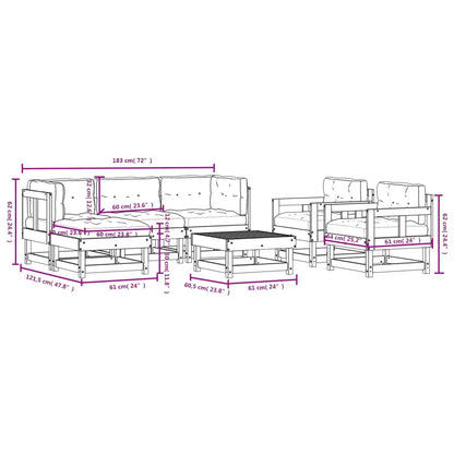 7-Tlg. Garten-Lounge-Set Mit Kissen Massivholz