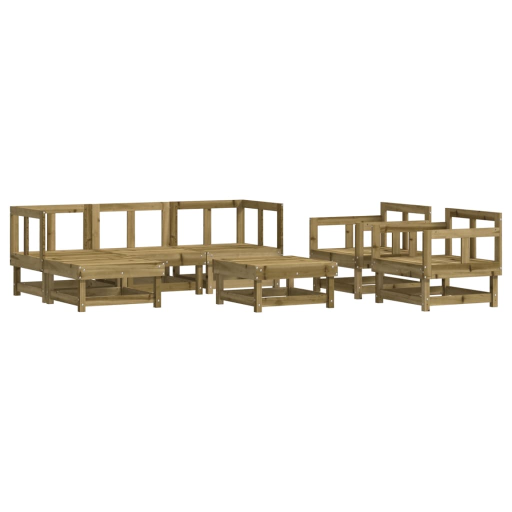 7-Tlg. Garten-Lounge-Set Mit Kissen Imprägniertes Kiefernholz