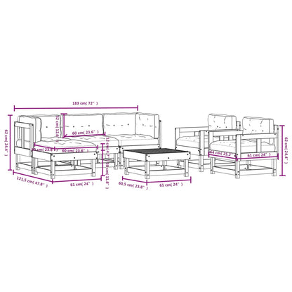 7-Tlg. Garten-Lounge-Set Mit Kissen Imprägniertes Kiefernholz