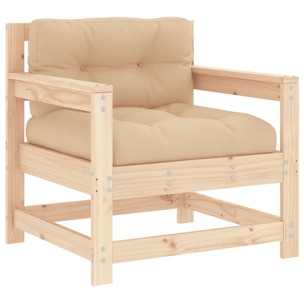 6-Tlg. Garten-Lounge-Set Mit Kissen Massivholz