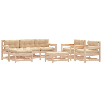 7-Tlg. Garten-Lounge-Set Mit Kissen Massivholz