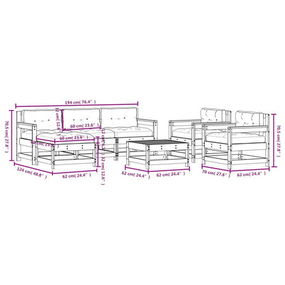7-Tlg. Garten-Lounge-Set Mit Kissen Massivholz