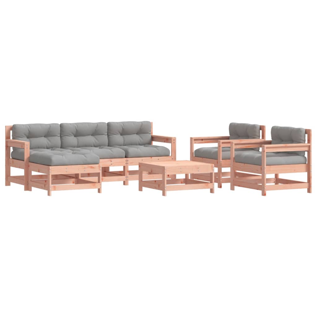 7-Tlg. Garten-Lounge-Set Mit Kissen Massivholz Douglasie