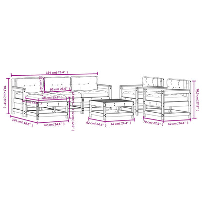 7-Tlg. Garten-Lounge-Set Mit Kissen Massivholz Douglasie