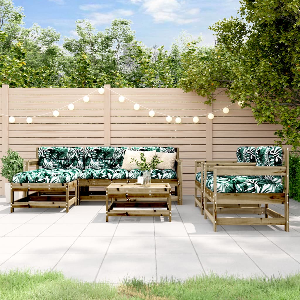7-Tlg. Garten-Lounge-Set Mit Kissen Massivholz Douglasie