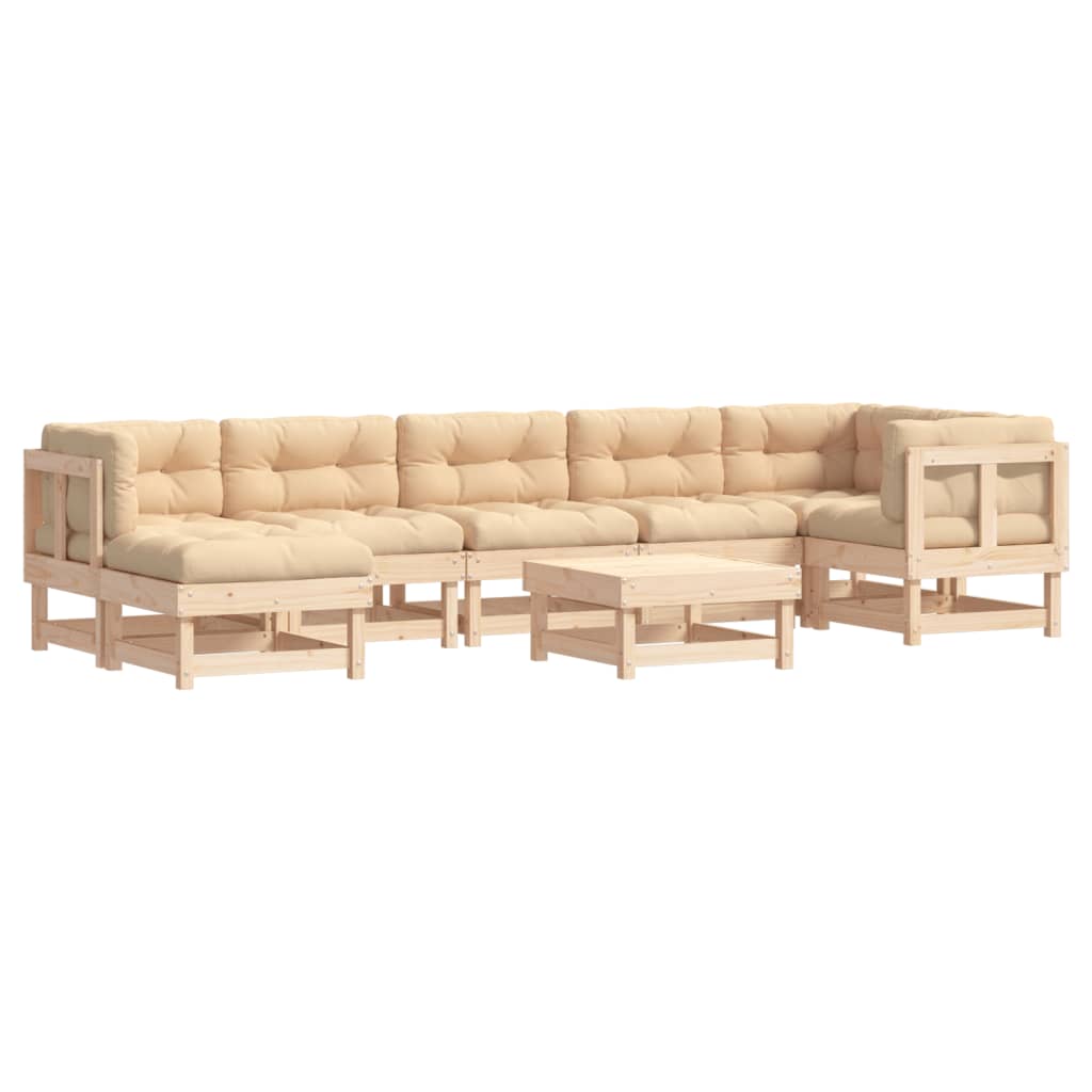 8-Tlg. Garten-Lounge-Set Mit Kissen Massivholz