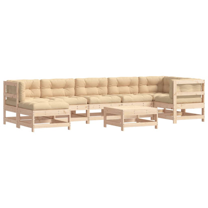 8-Tlg. Garten-Lounge-Set Mit Kissen Massivholz