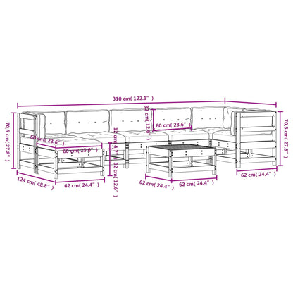 8-Tlg. Garten-Lounge-Set Mit Kissen Massivholz