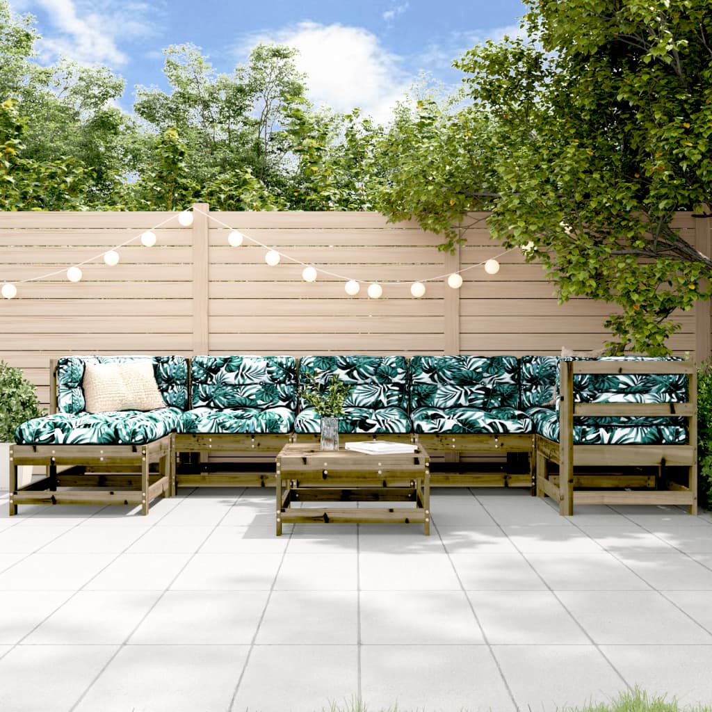 8-Tlg. Garten-Lounge-Set Mit Kissen Massivholz
