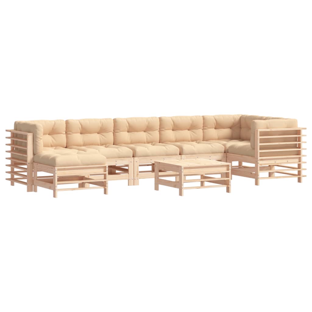 8-Tlg. Garten-Lounge-Set Mit Kissen Massivholz