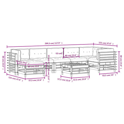 8-Tlg. Garten-Lounge-Set Mit Kissen Massivholz